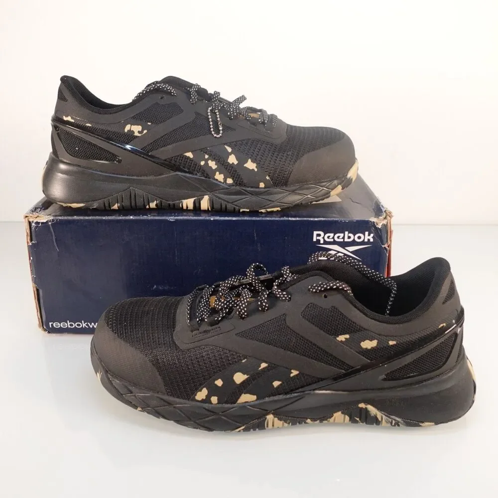Reebok Work Nanoflex TR Black Composite Toe Safety Shoes Camo Womens Size 11W